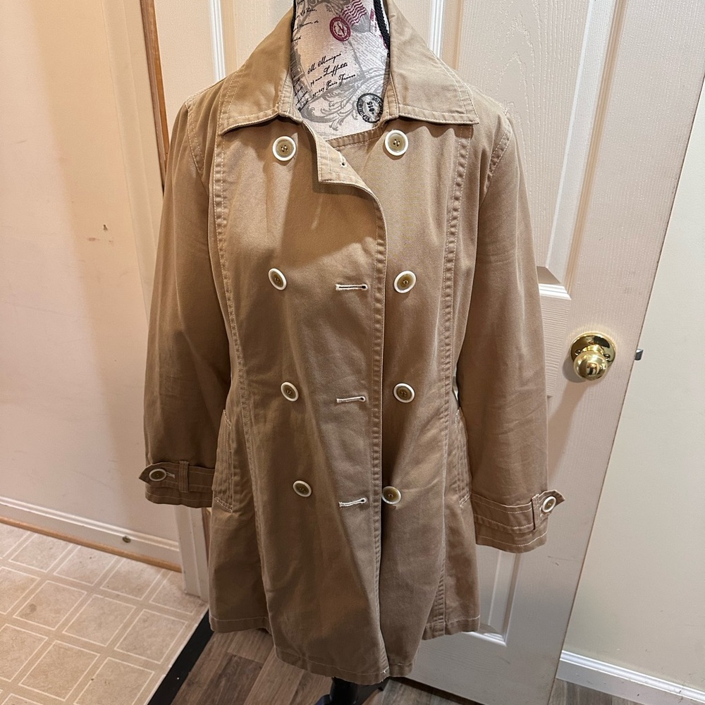 New York & Company Brown Double-Breasted Trench Coat